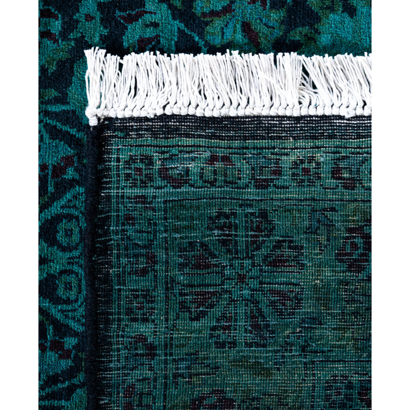 Overdyed Hand-Knotted Wool Modern-Contemporary Green Area Rug 3' 0" x 5' 4"