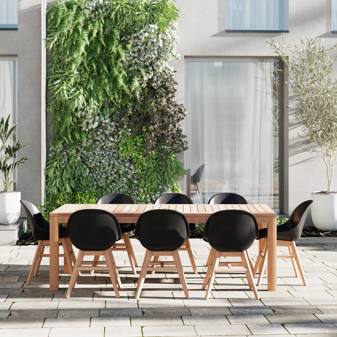 Anautica 8 - Person Teak Patio Dining Set with Rectangular Table Lark Manor™