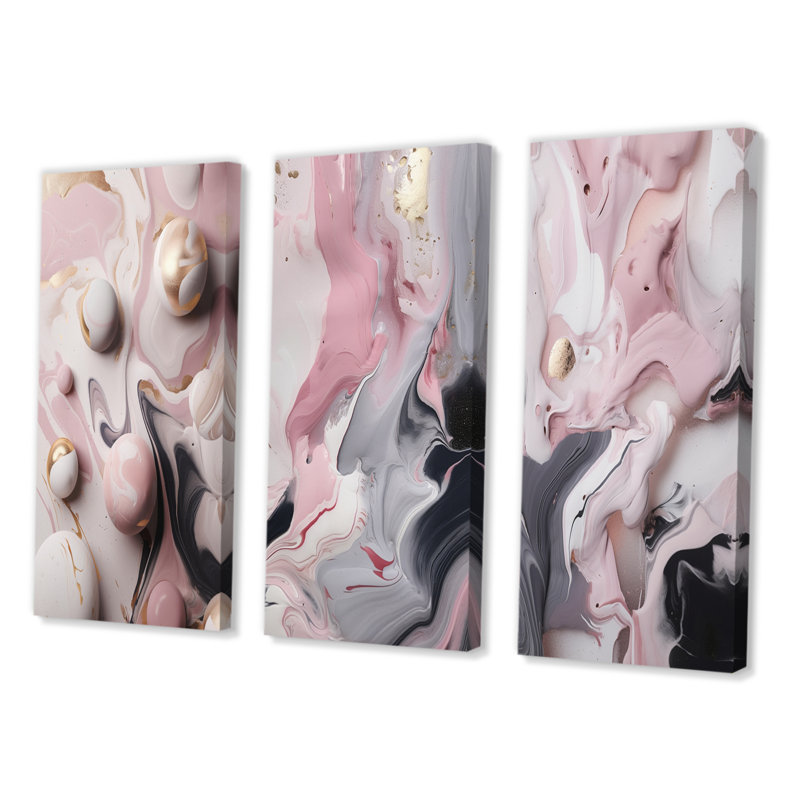 3 pièces sur toile - Marbre uni, H 40 po x l 60 po, Toile tendue