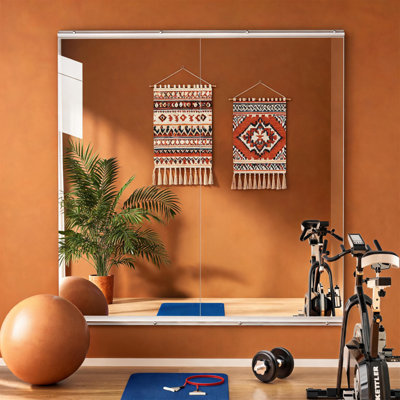 Miroir Home Gym L 48 po x l 24 po - Grand miroir corporel 2 pièces pour yoga, remise en forme, garage, studio de danse, fixation murale, verre trempé de 0,16 po sans cadre