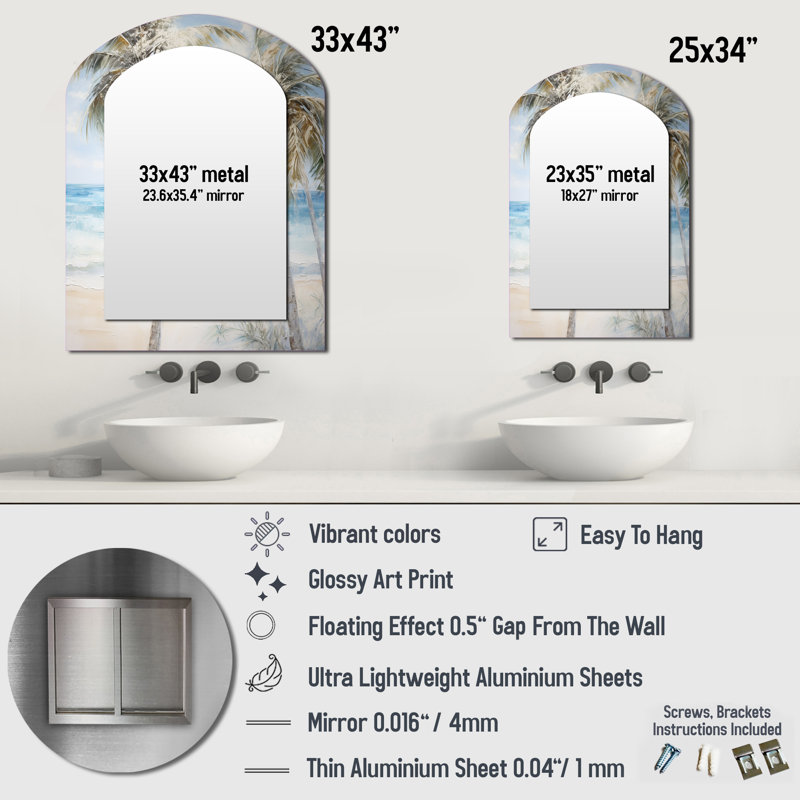 Miroir mural Pearl Desert Palms Oasis I, 34 po x 25 po