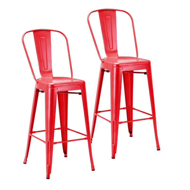 Tabouret de bar galvanisé Iyasia, 30 po, Rouge