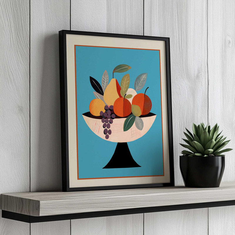 «Modern Fruit Bowl I» par Flow Line, reproduction d'art, L 16 po x H 16 po, Tanné, Impression encadrée
