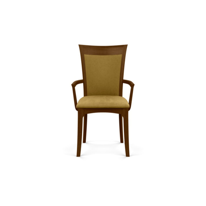 Morgan Upholstered Arm Chair, Natural Walnut, Microseude Onyx