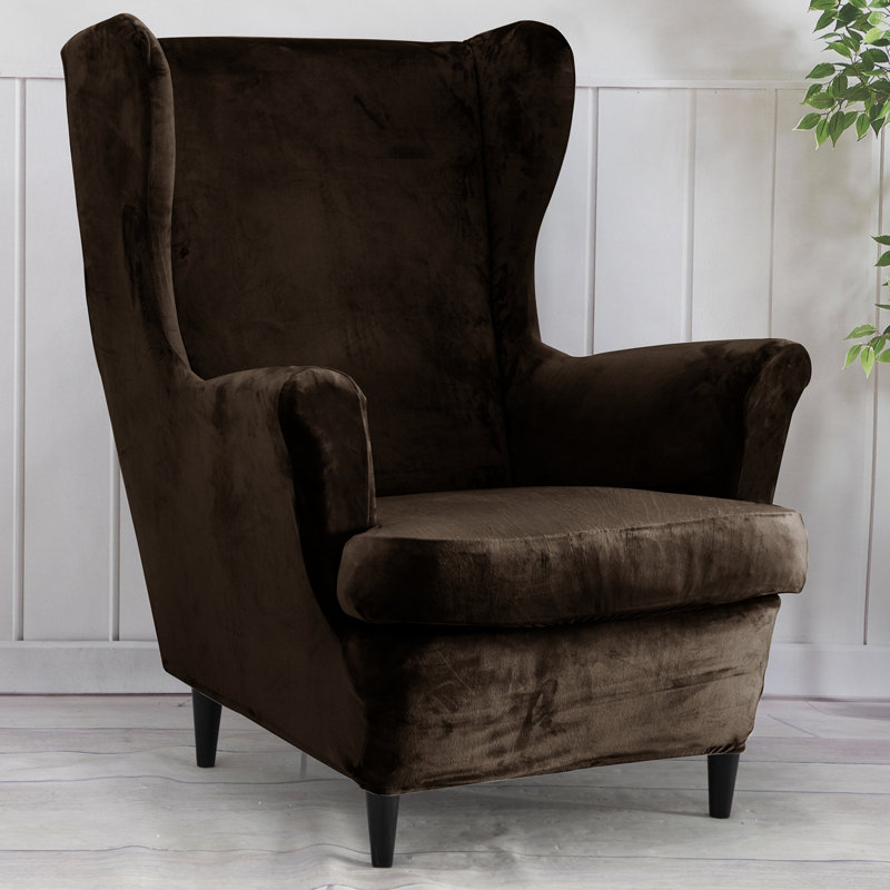 Housse pour fauteuil à coussins en T, Mélange de polyester café