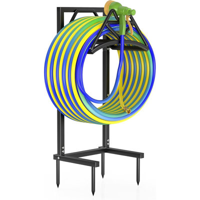 Freestanding Heavy Duty Garden Hose Holder Stand, Detachable Metal Hose Storage Rack, Holds Up To 160 Ft Hose For Yard, Lawn & Farm