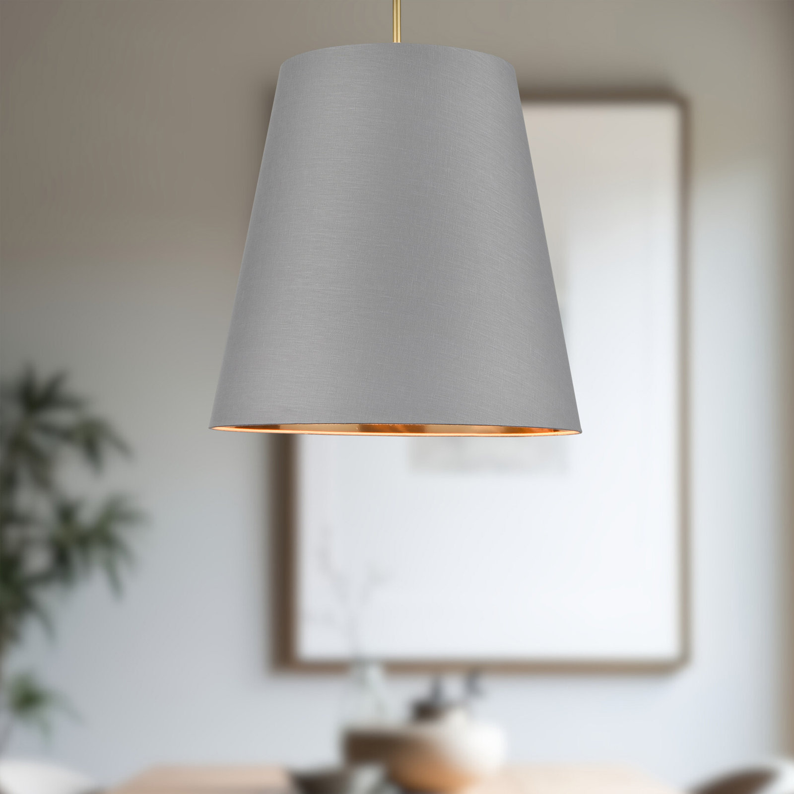 3 Light Steel Pendant, 71.76" H x 24.88" W x 24.88" D, Gold, Gray
