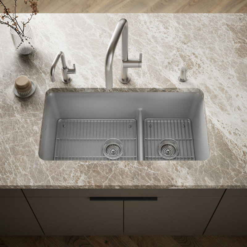 Évier de cuisine encastrable 33 1/2 po Cairn Smart Divide, Gris