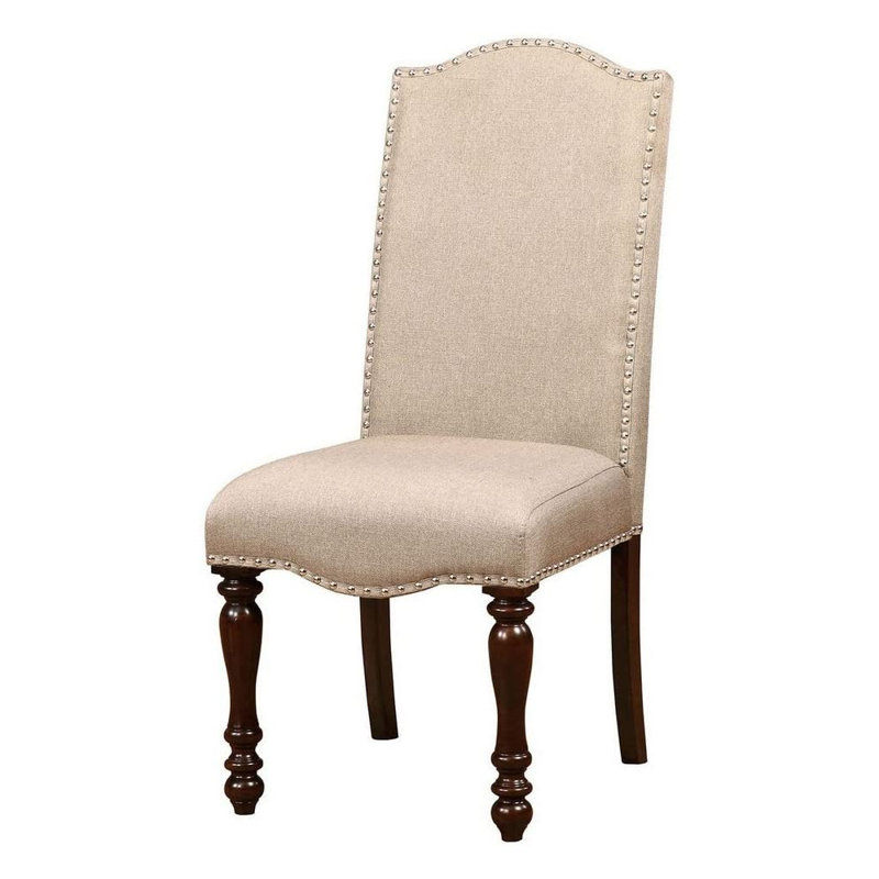 Chaise d’appoint rembourrée en lin beige Falbo