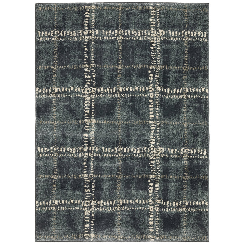 Tapis bleu Tornblom, Rectangle 6 pi 7 po x 9 pi 2 po