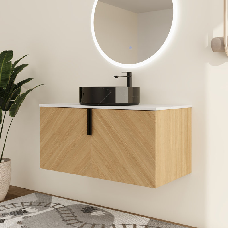 Ensemble de meuble-lavabo simple 36 po avec lavabo en céramique Haldor, ensemble de meuble-lavabo 36 po, 36"