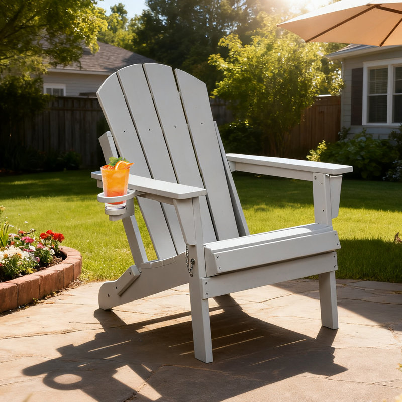 Chaises Adirondack pliantes Hdpe avec porte-gobelet, Blanc