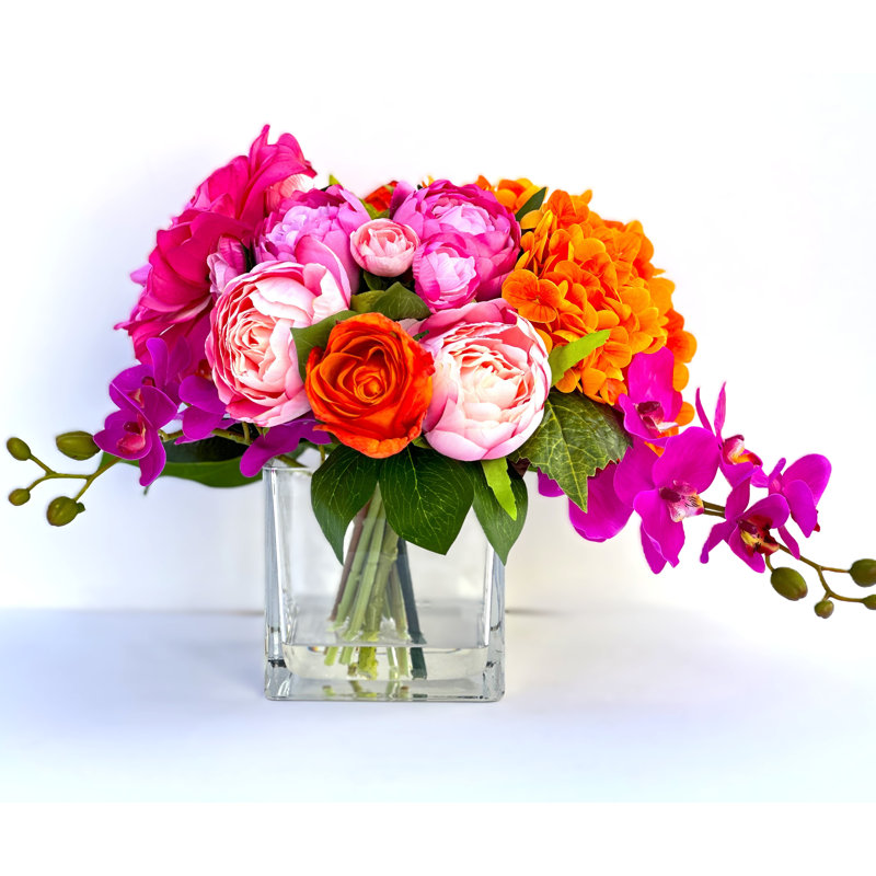 Pink Peonies, Roses, Hydrangea Arrangement