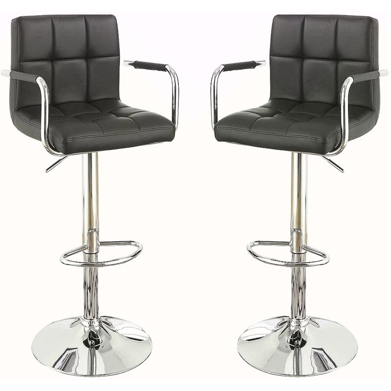 Ensemble de 2 tabourets de bar en similicuir et tabourets de bar à hauteur réglable, Noir