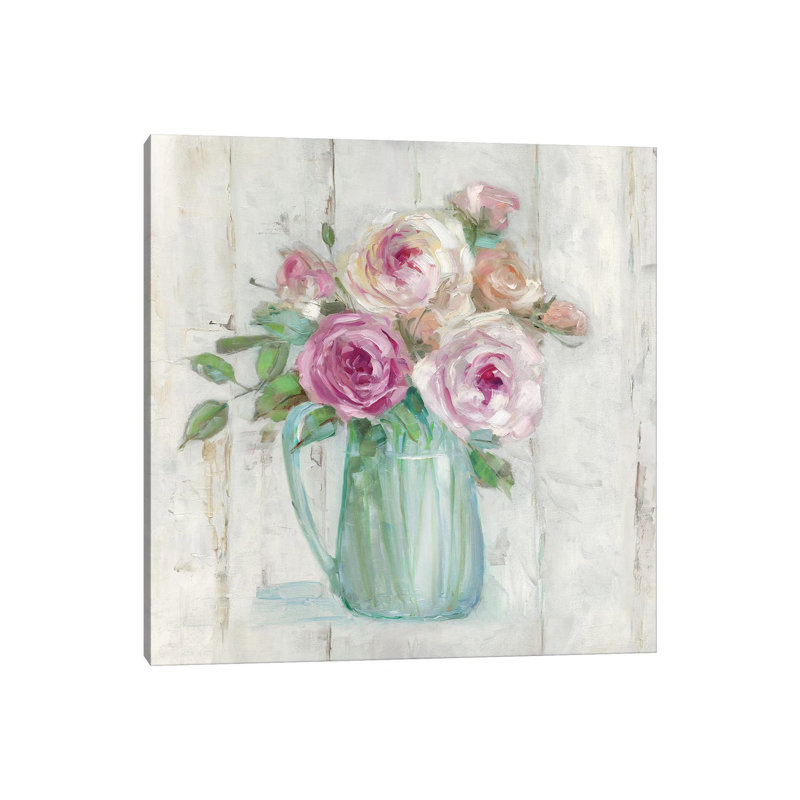 «Cottage Sweet Bouquet I» par Sally Swatland - reproduction d'art, Toile tendue, Pas de tapis, H 26 po x l 26 po x P 1,5 po