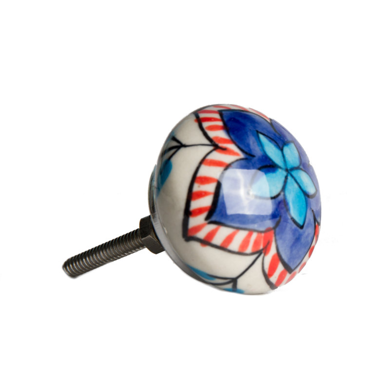 Hand Painted 1 1/2" Diameter Mushroom Knob
