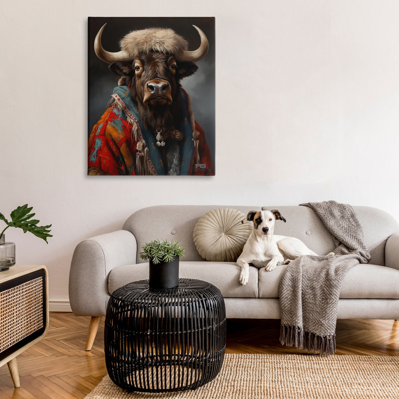 "Bétail avec des vêtements traditionnels" par RB sur toile, H 48 po x l 36 po