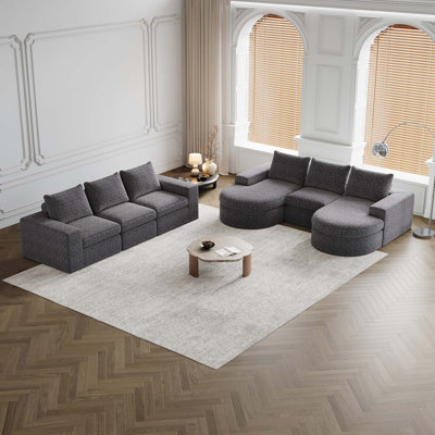 Chenille Cloud Curved Sectional Sofa with Chaise