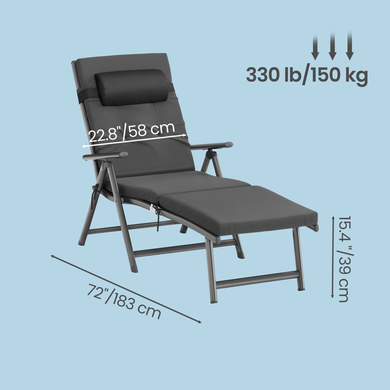 183cm Long Single Chaise, Black/Black