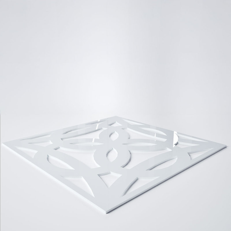 Baytown Decorative Fretwork Acrylic Wall Panels, Small, 11 3/8"W x 11 3/8"H x 1/8"TWhite, 11.38" H x 11.375" W x 0.125" D