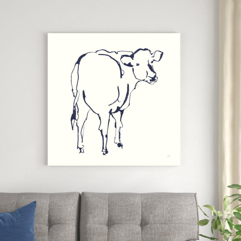 Vache Line bleu marine, H 12 po x l 12 po
