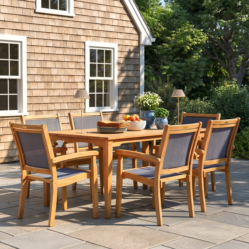 Fleur 6 - Person 64'' Long Eucalyptus Dining Set