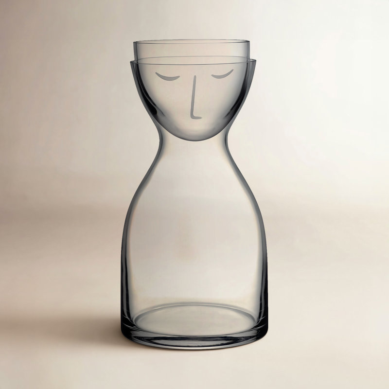 Mr. Mrs. 2 - Piece Crystal Lead Free Crystal Carafe Set, Clear, 7.75" H x 4.25" W x 4.25" D