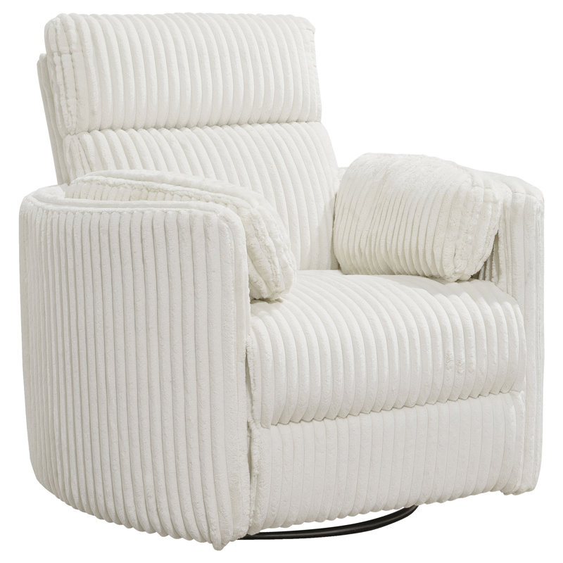 Bre Swivel Power Glider Recliner, Mega Ivory Corduroy