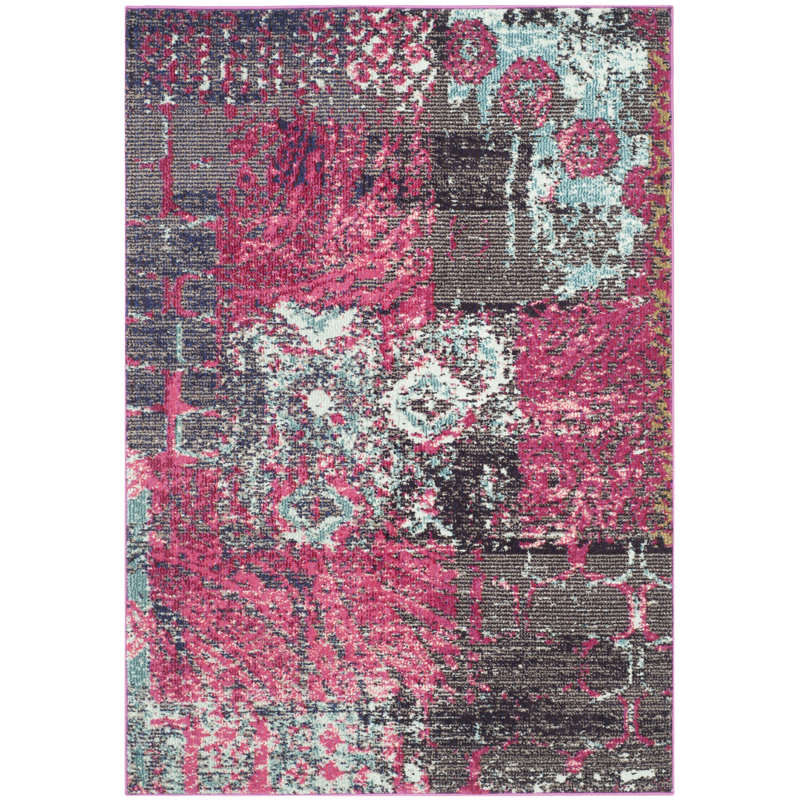 Hertzler Abstract Pink Area Rug, Rectangle 3' x 5'