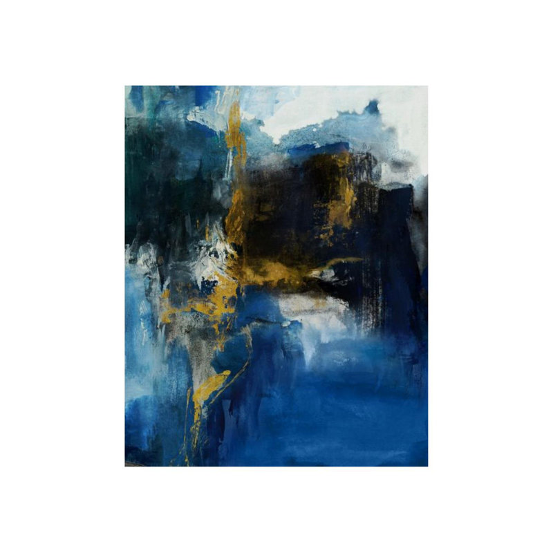 Marine Effect Print by Elle Youngstrom, Hand Embellishment Gold, 50" H x 40" W x 1.5" D