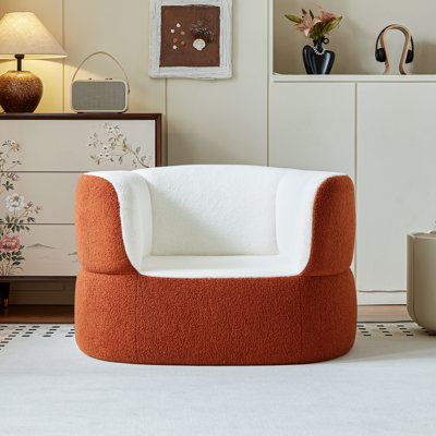 Fauteuil de canapé à dossier haut sans assemblage requis, fauteuil rond en faux peau de mouton, canapé d'appoint rembourré pour balcon, salon et chambre à coucher