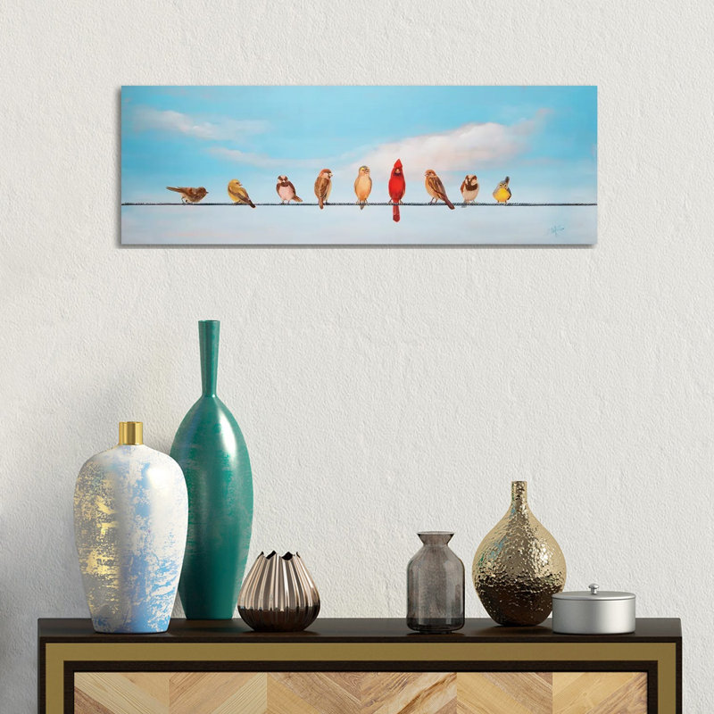 Sweet Birdson A Wire I by Sandra Iafrate - Wrapped Canvas Panoramic Print, 30.48 cm H x 91.44 cm W x 1.91 cm D