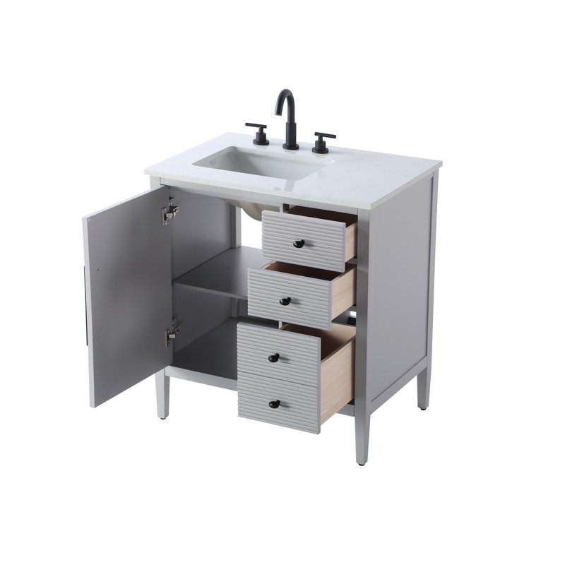 Meuble-lavabo simple 32 po, Gris