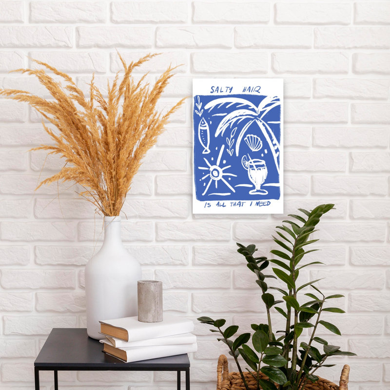 Affiche de poils salés, impression abstraite minimaliste, palmier, poisson, bord de mer, 18" H x 12" W