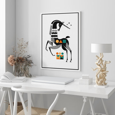 «Minimalist Geometric Horse Figure», reproduction d'art moderne abstraite sur toile encadrée