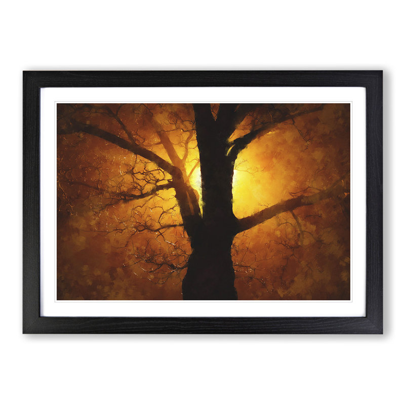 Tree at Sunset Vol.5 - Picture Frame Graphic Art, 48cm H x 65cm W x 2cm D, Black