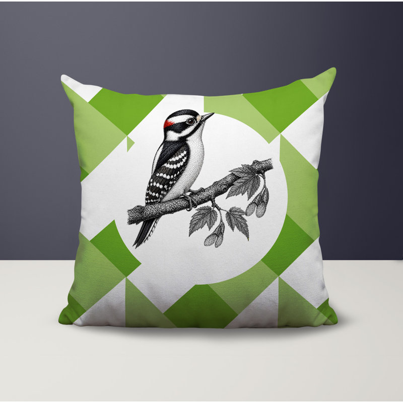 Oreiller réversible intérieur / extérieur Wood Pecker, 18 x 18, Vert printanier