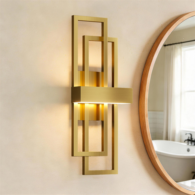 Gursimar LED Dimmable Iron Wall Sconce, 20" H x 7.9" W x 5.1" D, Polished Gold