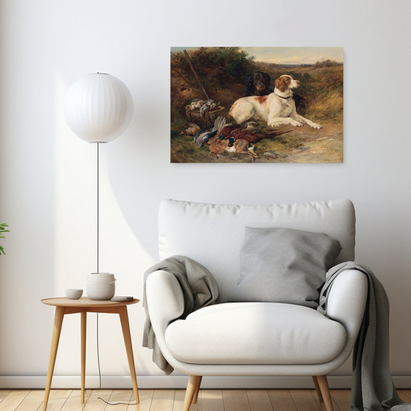 Sporting Dogs And Game Classic Rustic Traditional Bird Dog Duck Landscape Forest Wall Art Print 1 Piece Wrapped Canvas Wall Art