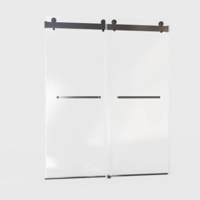 Porte de douche coulissante double sans cadre à fermeture en douceur 56'-60''L x 76''H