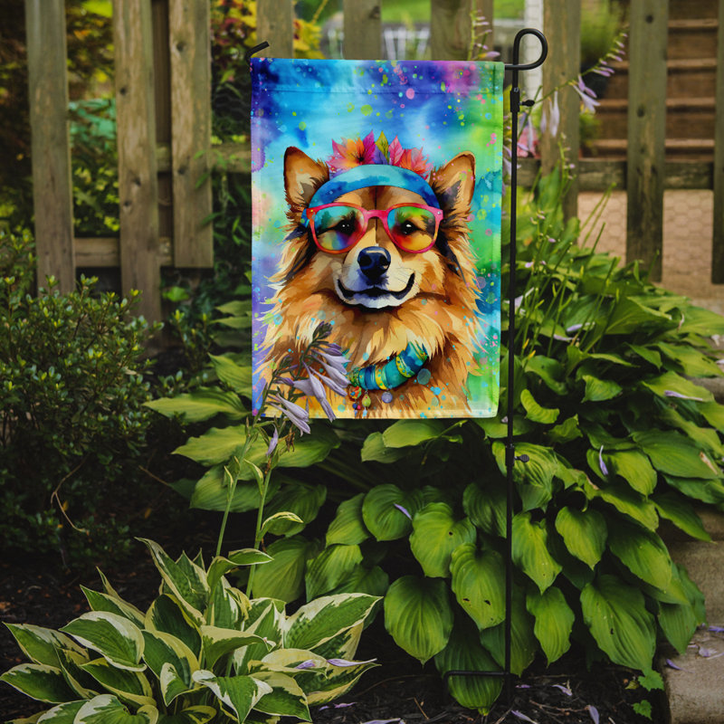 Drapeau de jardin Hippie Dawg, Loulou de Poméranie brun