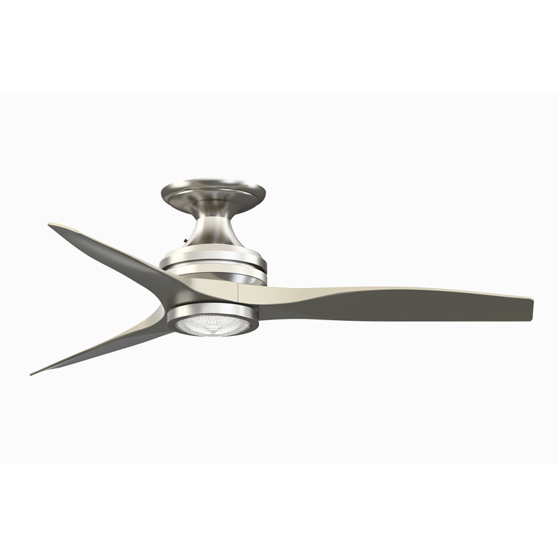 Spitfire 48 inch Flush Indoor/Outdoor Ceiling Fan with LED Light Kit - Brushed Nickel with Brushed Nickel Blades