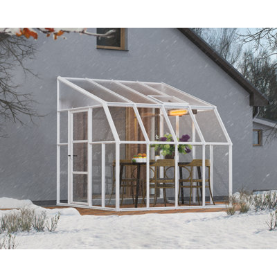 Palram - Canopia Sunroom 2 - 8' W x 8' D Walk-In Hobby Polycarbonate Resin Frame Greenhouse Kit with Roof Vent -White