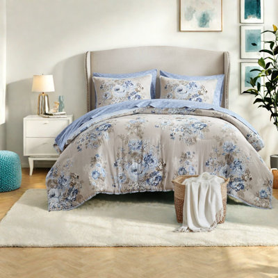 Ensemble de literie simple élégant, motif floral en polyester, retraite confortable