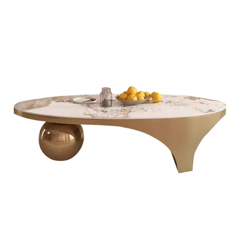 Table basse elliptique minimaliste en granite