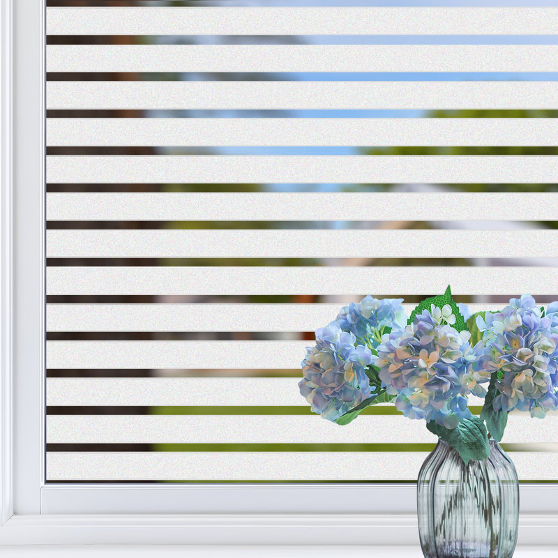 Adhésif décoratif fenêtre rayée à motif givré, H 78 po x l 17,5 po