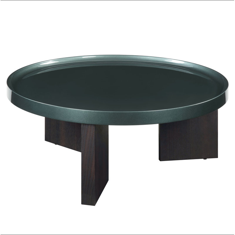 Table basse vert noirâtre et chêne fumé