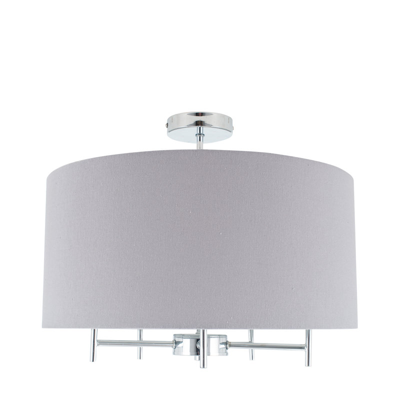Broseley Fabric Semi Flush Mount, Grey, Chrome