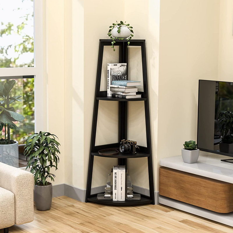 Daeton Corner Bookcase, Black