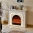Beige Solid Wood Electric Fireplace